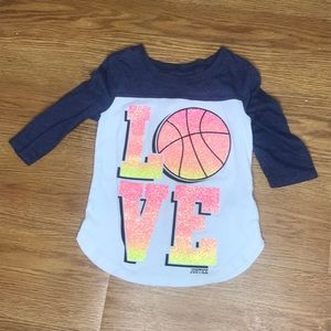 Justice quarter sleeve baseball shirt